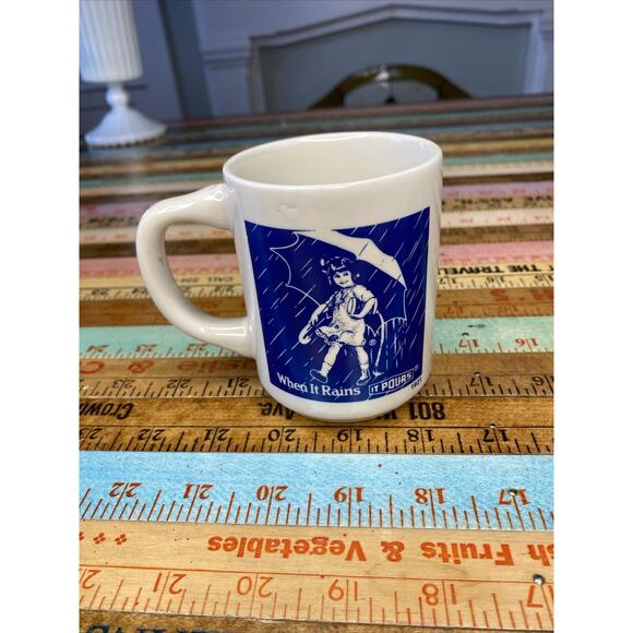 Vintage Morton Salt Coffee Cup Mug 1921 Logo When It Rains It Pours - Picture 3 of 10